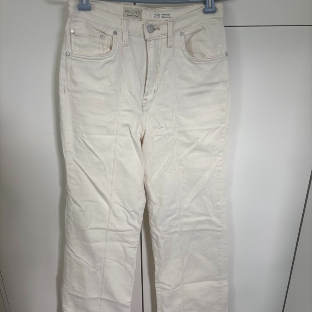 Anthropologie Pilcro Front Seam Off White Relaxed Jeans Size 28